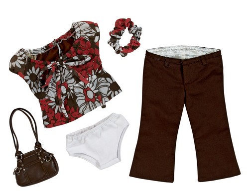 Brown floral blouse with - brown, pants